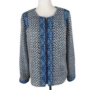 Chicos Blue/Tan Full Zip Jacket/Blazer